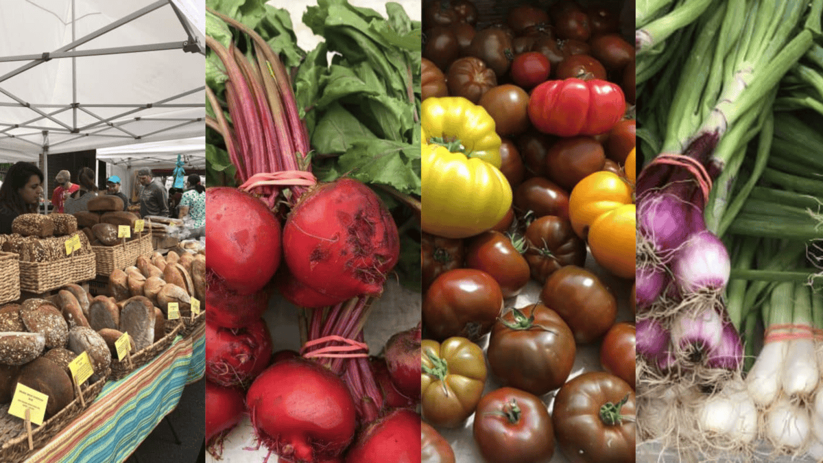 vegetables in a market stall