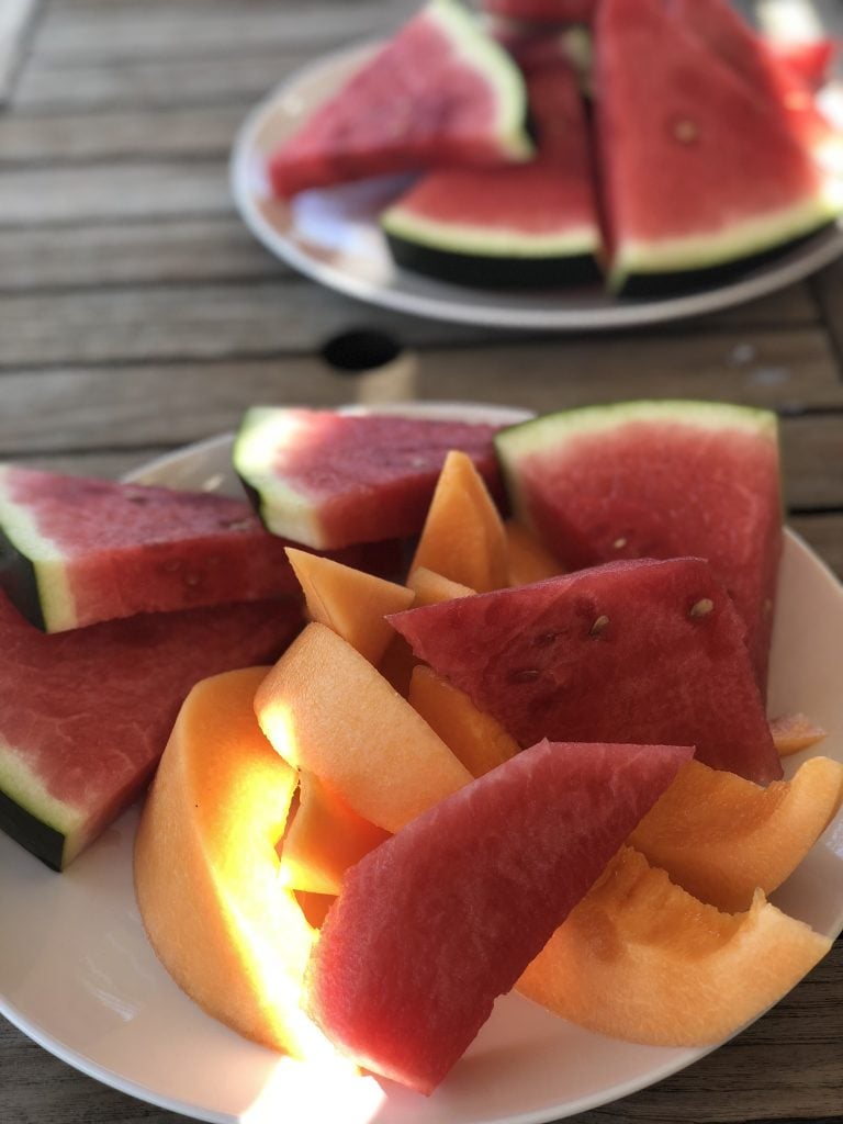 Melon de cavaillon and watermelon on a plate