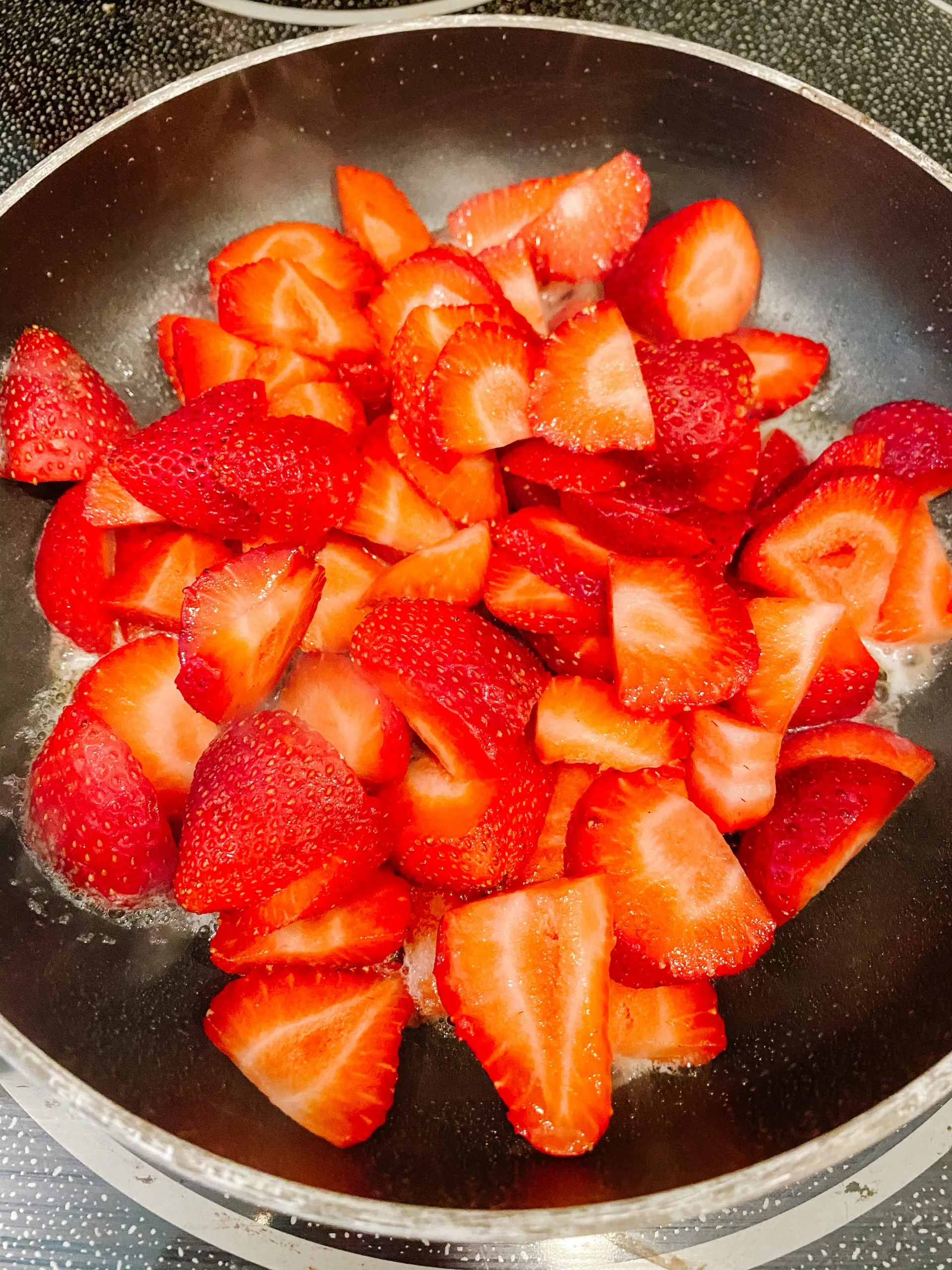 cut up strawberries