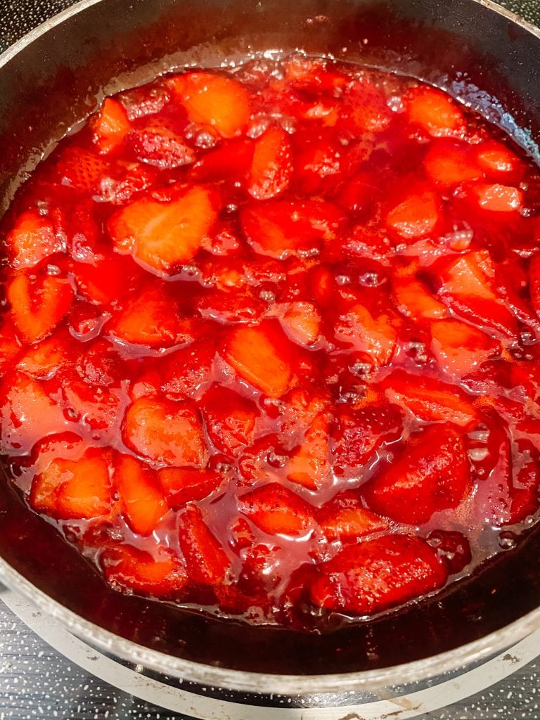 making strawberry compote