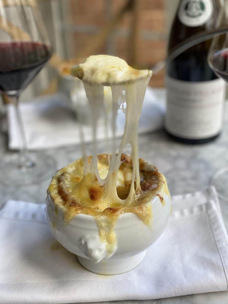 French Onion Soup cheese pull 