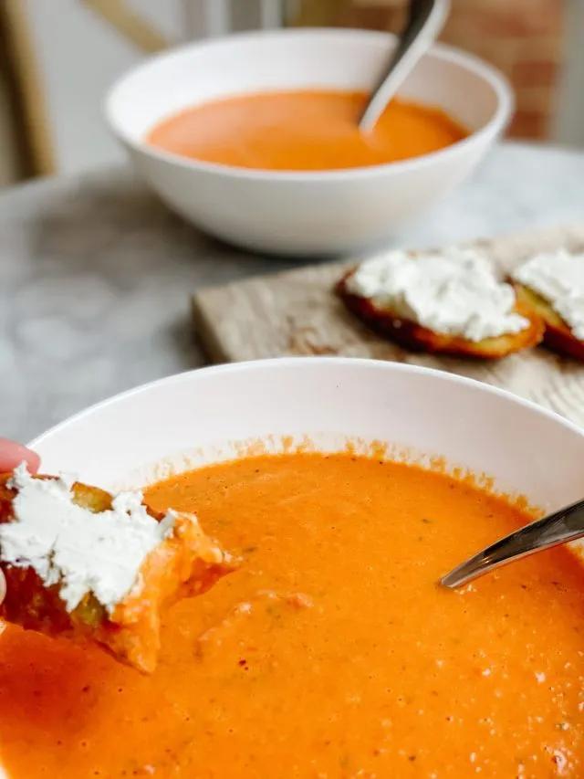 tomato soup with goat cheese tartine