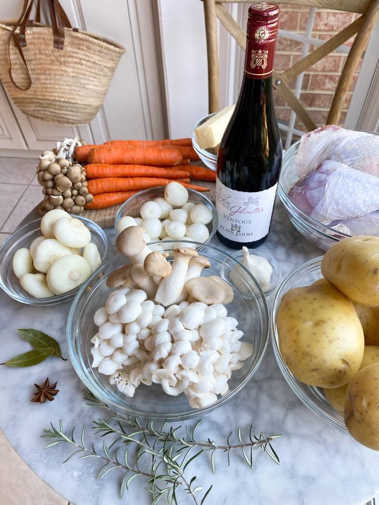Ingredients for turkey au vin