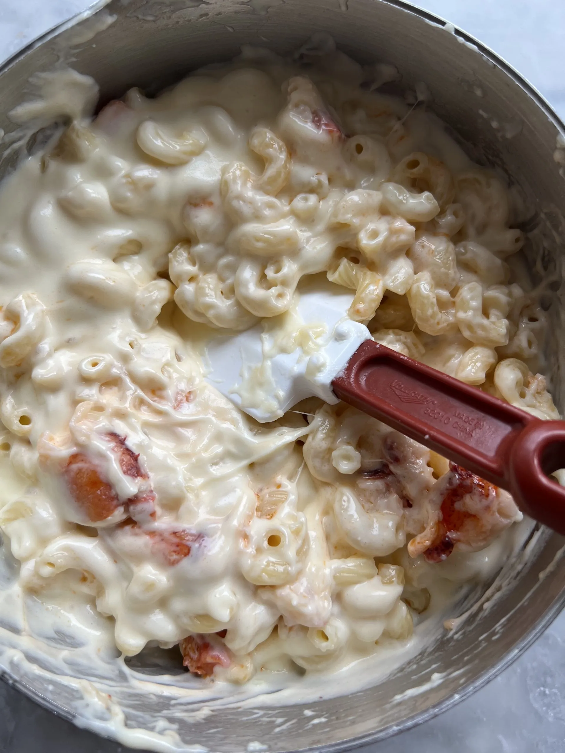 Mornay mixed with the lobster and pasta for Lobster Mac and cheese