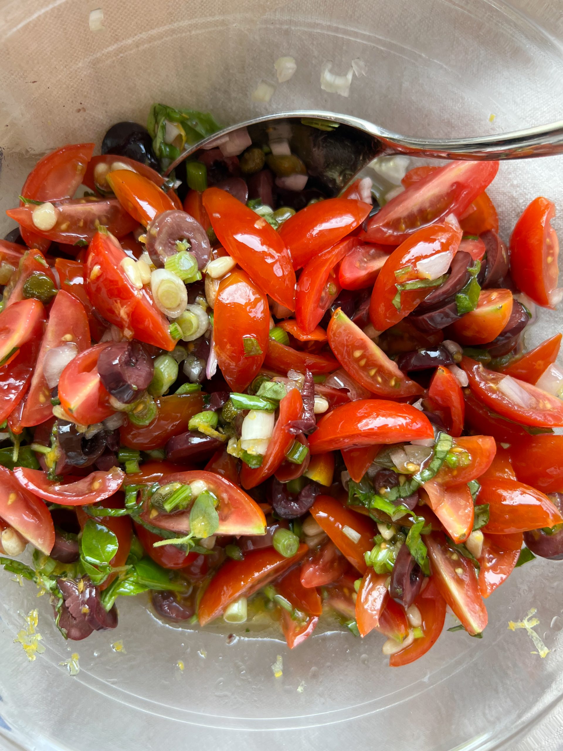 Sauce Vierge (tomatoes, olives, capers, basil, pine nuts, lemon)