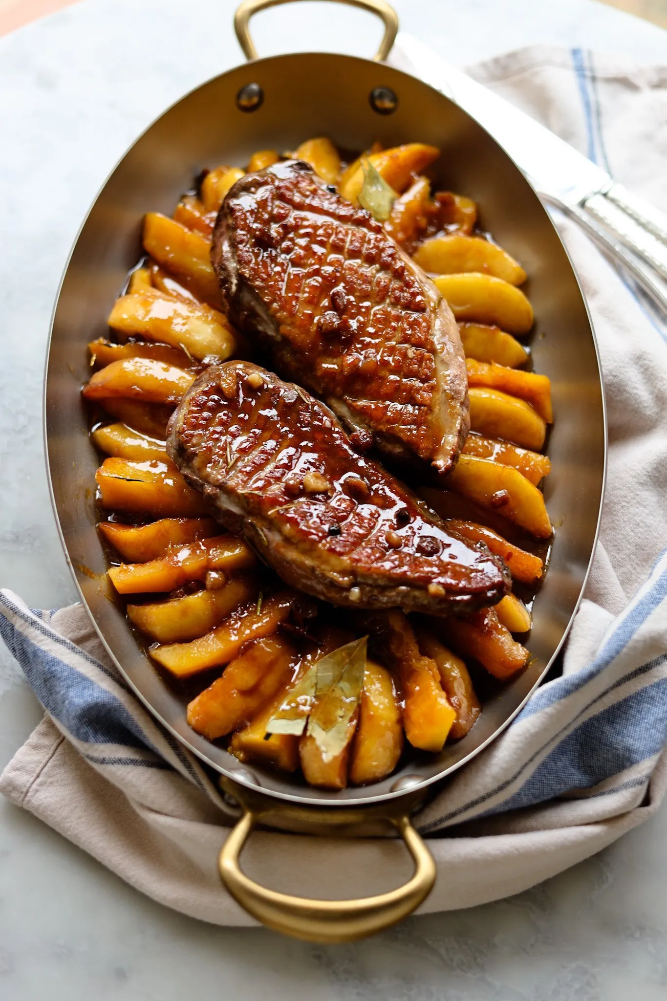 duck magret with apples and squash