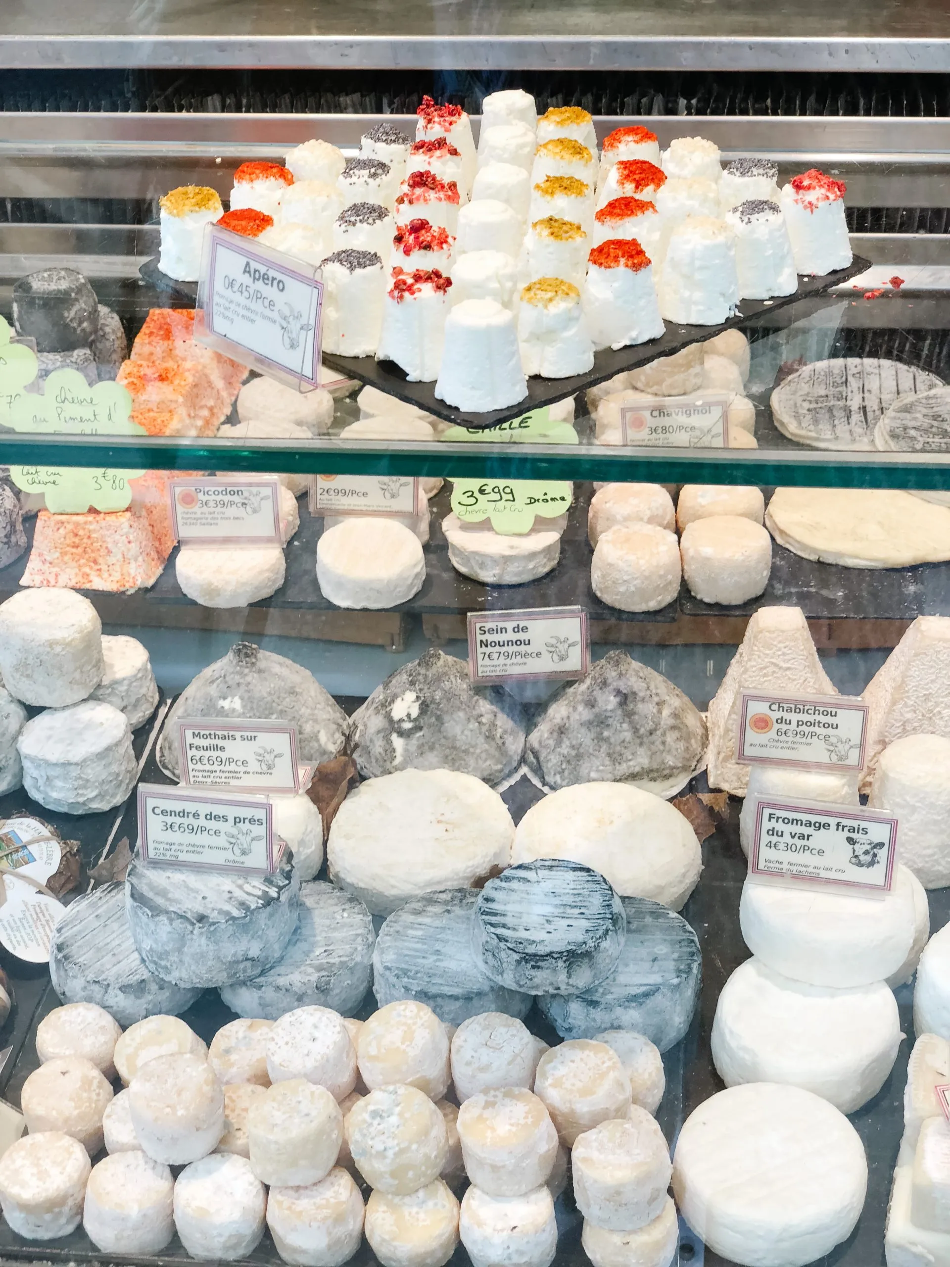 French cheeses in a shop