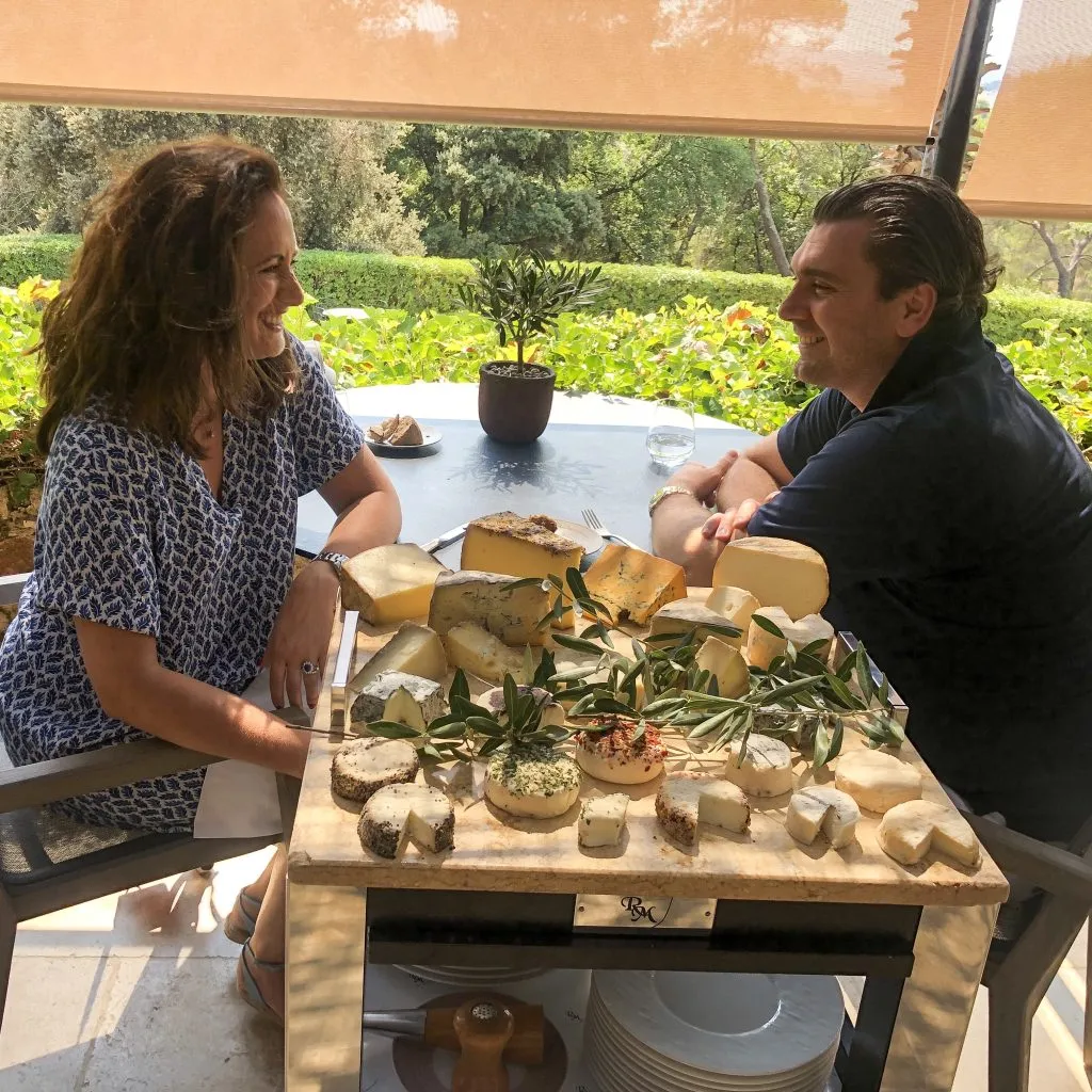 Anina Belle and Sebastien Giannini with a French Cheese board