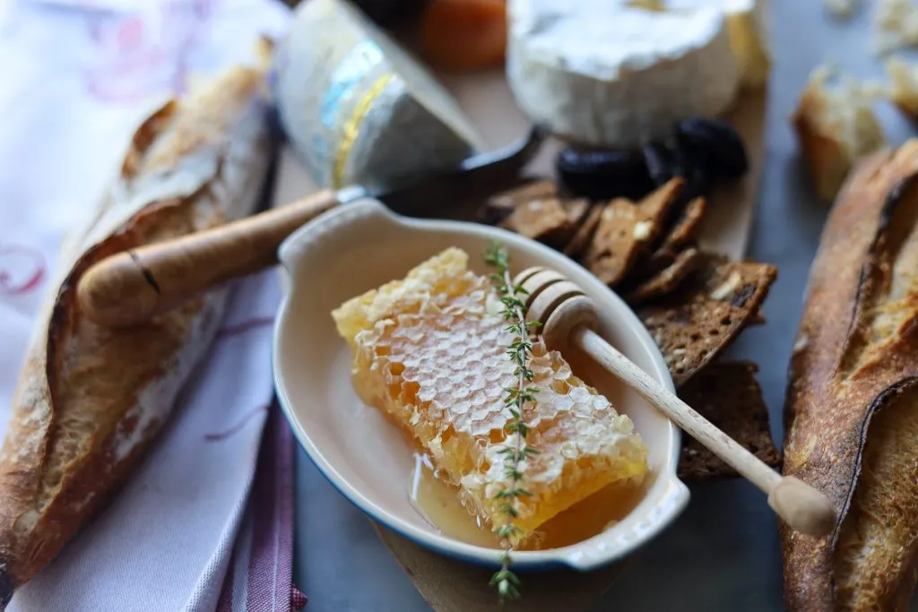 honeycomb on a French cheese board