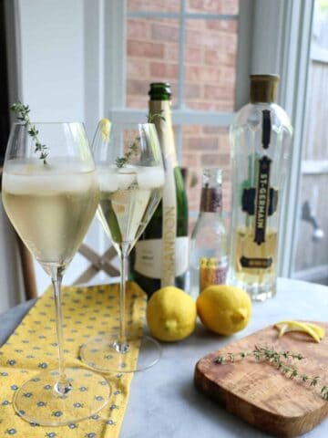 french cocktails - st germain spritz on a table