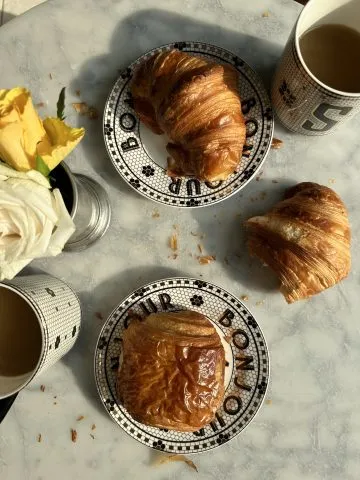 croissant and pain au chocolat for petit dejeuner