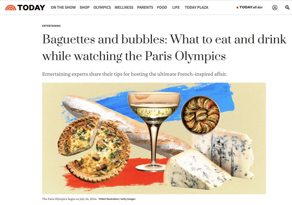 Today show article baguettes and bubbles, what to eat and drink while watching the Paris Olympics