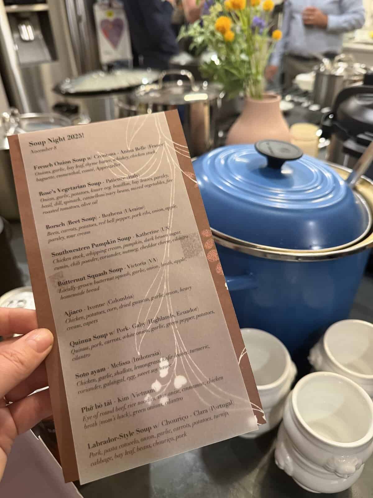 soup party potluck - a menu for soup party and little bowls plus a le creuset soup pot