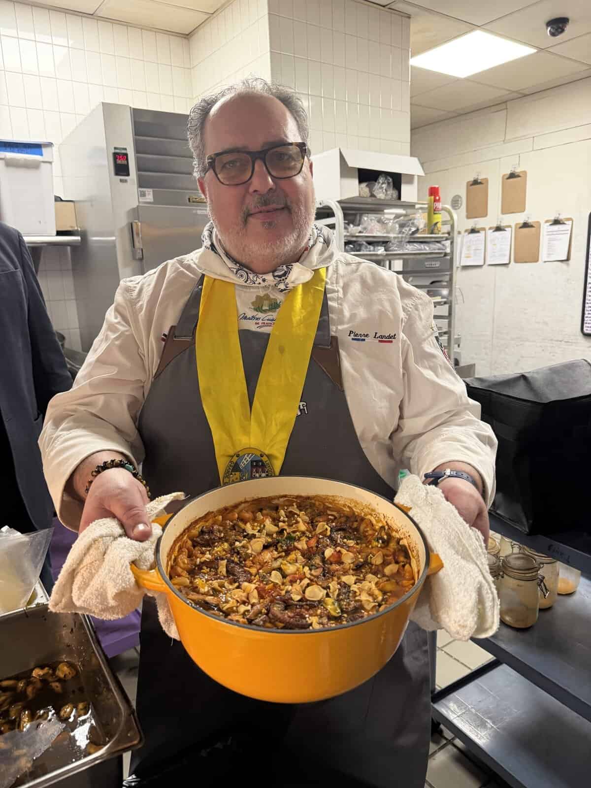 Chef Pierre Landet with the Cassoulet before it went to be judged