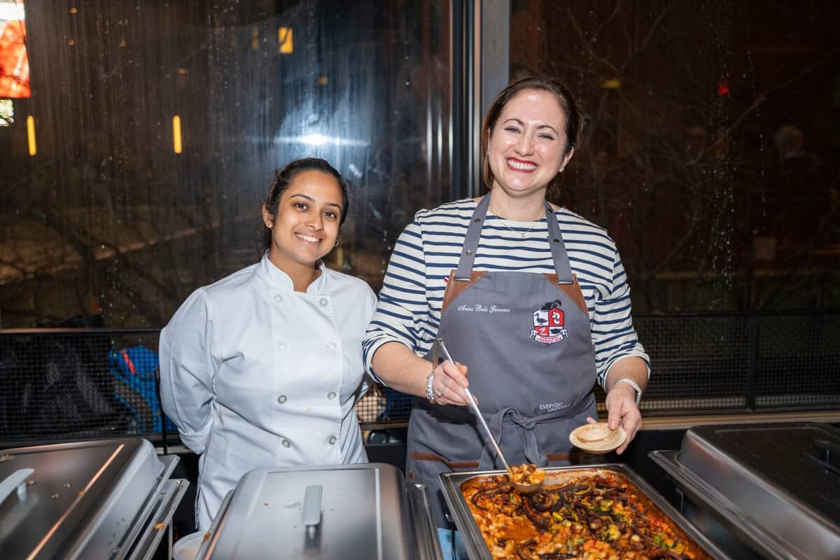 Namrata Hegde and Le Chefs wife anina belle gainnini at the Cassoulet War competition serving their cassoulet de la mer