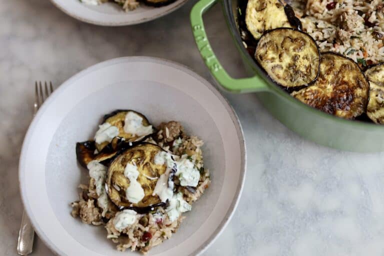 lamb eggplant rice