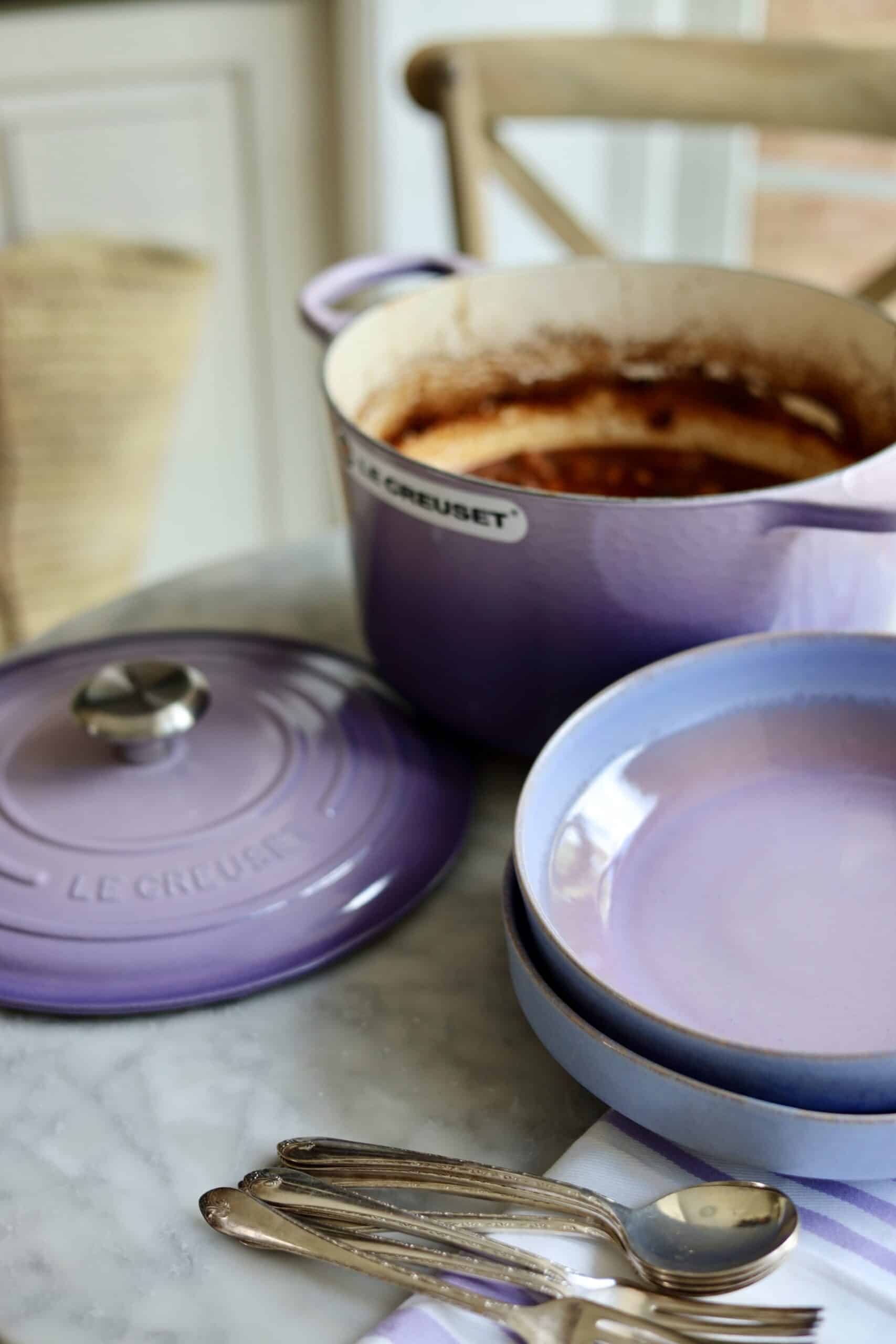 lamb stew in a provence le creuset dutch oven